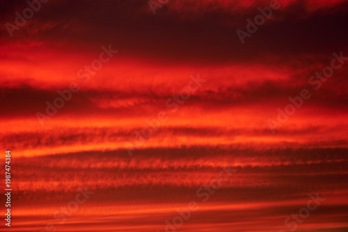 A sunset heaven, orange sky. Sun Rays