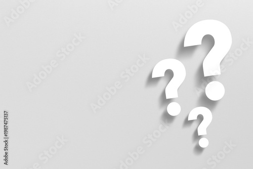 Question marks design with copy space on white background