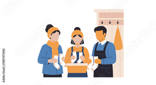 Group of People Cooking and Tasting Food in a Cozy Kitchen