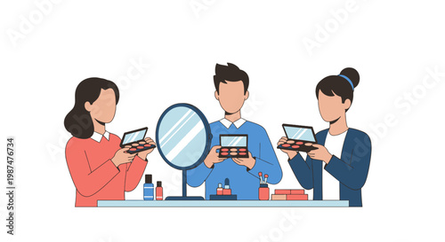 Three Diverse People Using Tablets with Digital Devices and Accessories