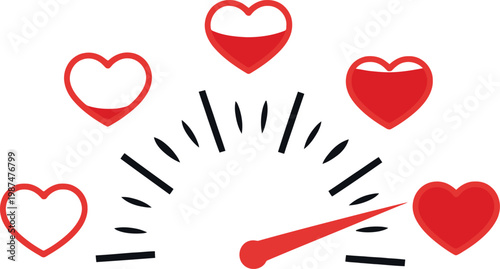Love meter with hearts on transparent background.