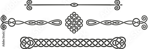 Collection of Decorative Celtic Knot Borders and Dividers in Black and White ornament decoration