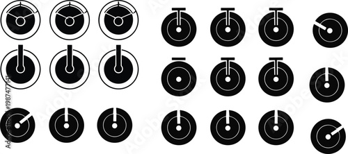 Tableau sur toile Circular diagram illustrations showing rotational states with black and white ou