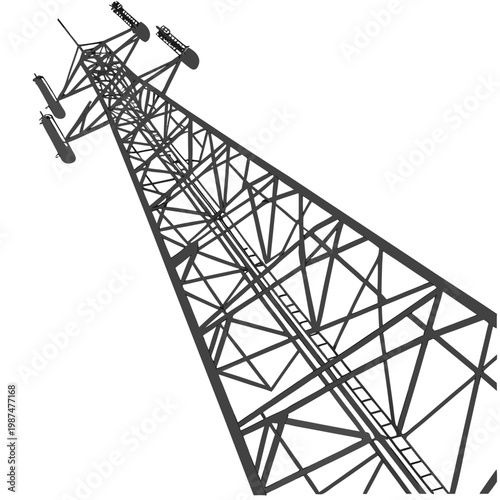 A large metal power transmission tower standing tall on isolated for energy infrastructure concepts