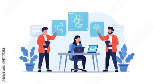 Cybersecurity Team Analyzing Digital Security Measures in Office