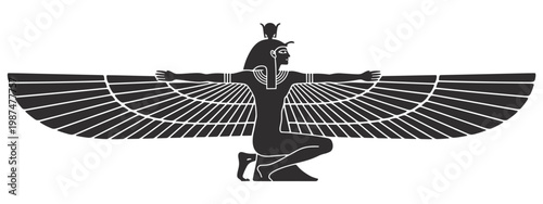 Silhouette of Ancient Egyptian Goddess Isis with Outstretched Wings mythology religion