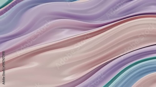 Abstract flowing pastel waves of pink, purple, and teal create a soothing, dreamy, and elegant backdrop, perfect for digital art and design projects