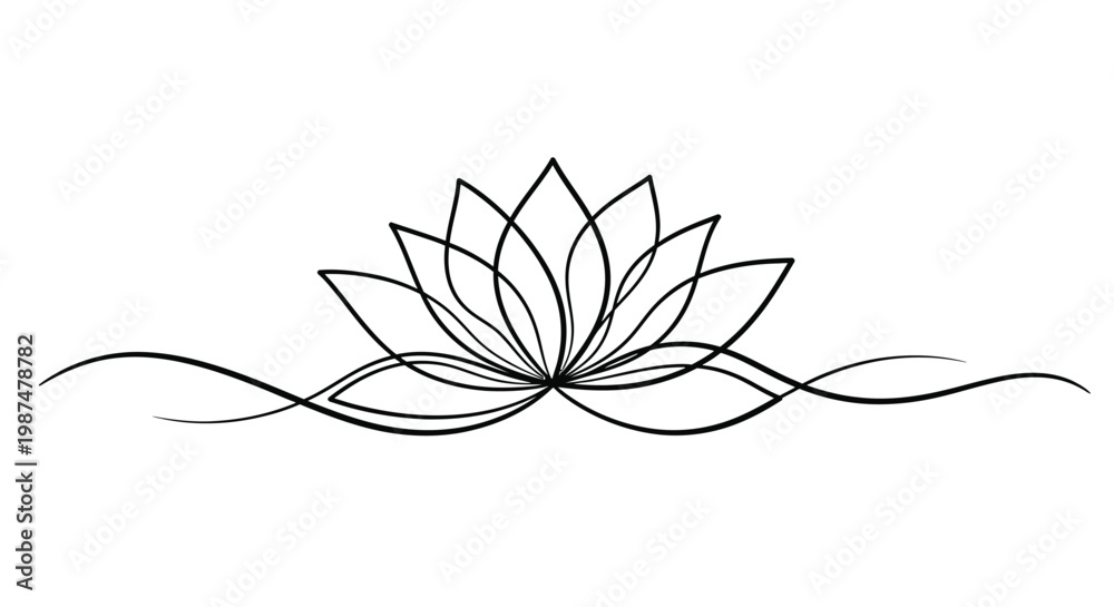 Εκτύπωση καμβά Simple elegant lotus flower line drawing symbolizing purity and enlightenment wi