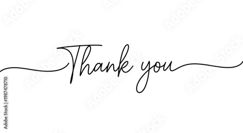 Photography Minimalist continuous one line script writing saying thank you for gratitude and