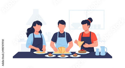 Family Cooking Together in Kitchen Preparing Meals