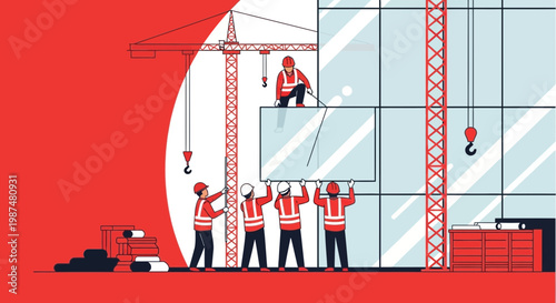 Constructing The Architectural Dream: A Collaborative Illustration Of Modern Glass Facade Building