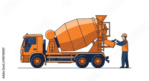 Concrete Mixer Truck Illustration Depicting Construction and Engineering Work