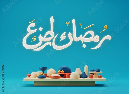 Ramadan Kareem Arabic Calligraphy Elegant Festive Greeting Minimal Islamic Design