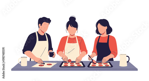 People Cooking and Preparing Food in a Kitchen