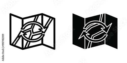 Abstract geometric symbols within an open book frame illustration