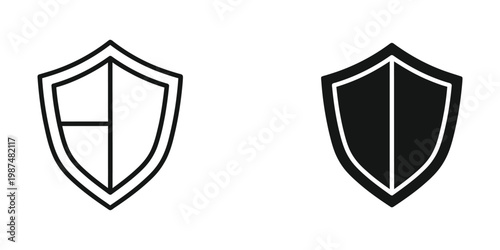 Comparison of empty and filled traditional heraldic shields with central cross motifs