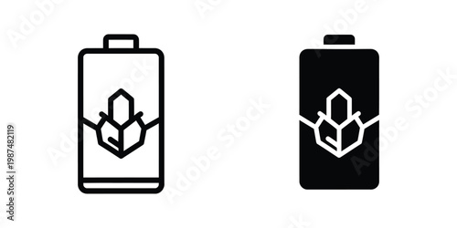 Comparison of battery icons showing low and fully charged states with a diamond symbol