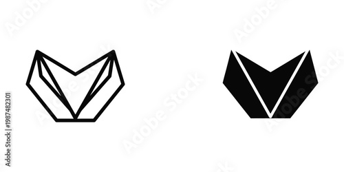 Foto Contrasting shield-like chevron symbols in white and black color schemes