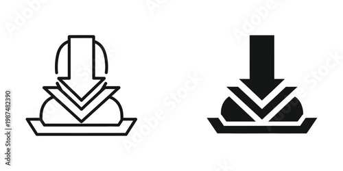 Comparison of a traditional and modern download or save icon design variations