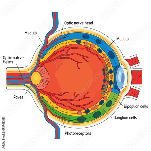 human eye cross section anatomical educational vector illustration