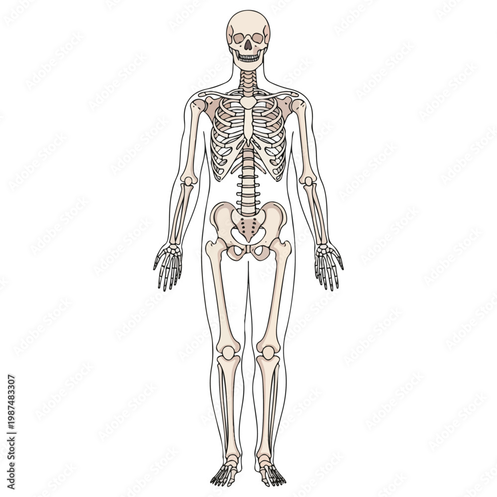 Fototapeta premium Human Skeleton Anatomical Line Art Vector Illustration