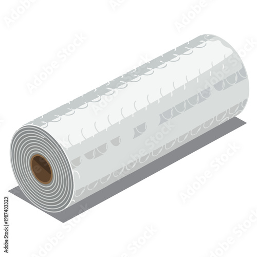 Isometric Perforated Plastic Film Roll Vector Template