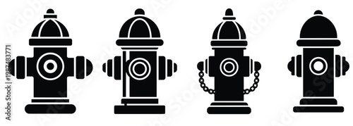 Flat fire hydrant icon with domed top and chain simple clean vector design