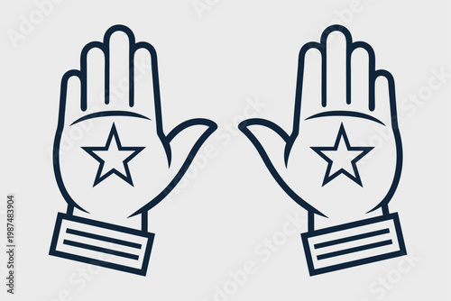 Outline hand doing salute gesture isolated on white background simple design