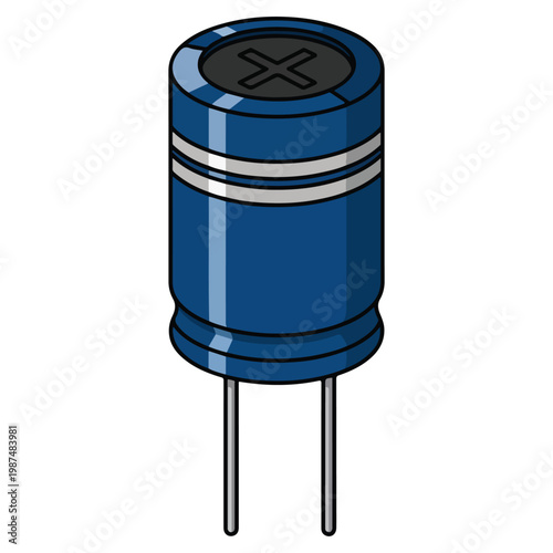 radial electrolytic capacitor flat vector illustration