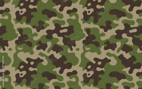 camouflage pattern seamless texture in olive green and brown for military or fashion design