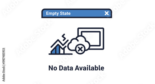 Vector graphic illustration showing an empty state user interface with a "no data available" message.