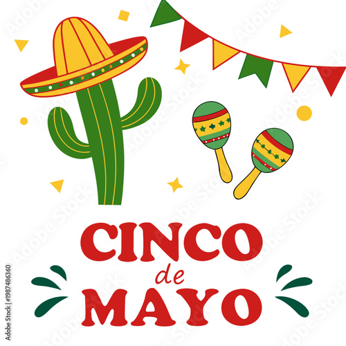 Cinco de Mayo Greeting Card with Cactus