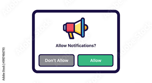 Minimalist vector graphic of a browser notification prompt asking the user to allow website alerts