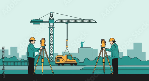 Construction Engineers Measuring and Coordinating a Building Project from Beginning to End