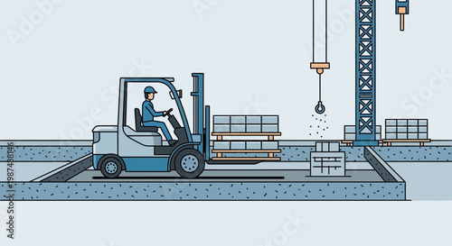 Construction Site: A Modern And Minimalist Illustration Of The Building Process