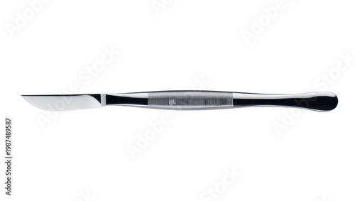 Cuadro en lienzo Surgical scalpel with sharp blade and metallic handle, isolated on transparent b