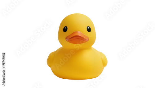 Cuadro en lienzo Classic yellow rubber duck toy, isolated on transparent background