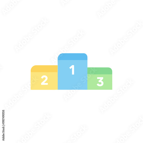 Colorful Podium with Numbers 1, 2, 3 - Victory and Success Concept
