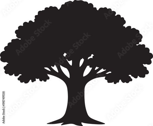 Tree Silhouette with Rounded Canopy