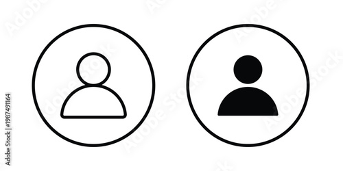 Account icon vector graphic clipart and line art style set