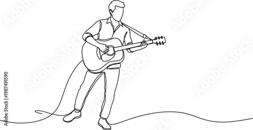 Sketch of a musician playing electric guitar with energetic performance