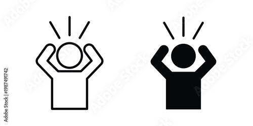 Anxiety icon vector graphic clipart and line art style set