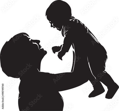 Silhouette of a mother and child sharing a joyful moment together