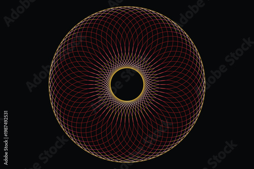 Abstract spiral geometric circle pattern colorful spirograph line art round ornament modern decorative design element vector illustration