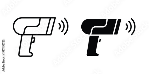 Barcode scanner icon vector graphic clipart and line art style set