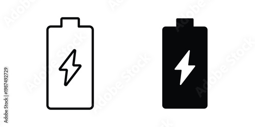 Battery icon vector graphic clipart and line art style set