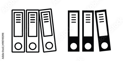 Binder icon vector graphic clipart and line art style set