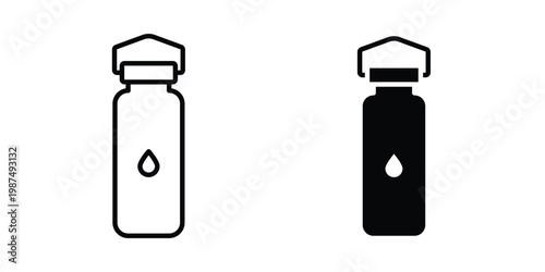 Bottle icon vector graphic clipart and line art style set