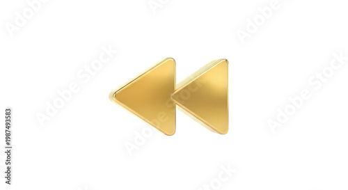Isolated gold-colored backward navigation icon with smooth triangular design for media players.