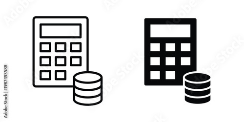 Budget icon vector graphic clipart and line art style set